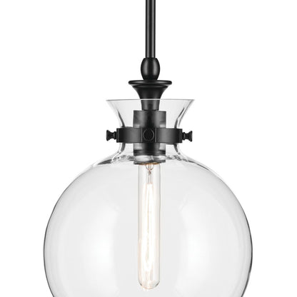 Kichler Laria 10.25" 1 Light Pendant, Black/Clear Glass