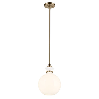 Kichler Laria 10.25" 1 Light Pendant, Champagne Bronze/Opal Glass - 52778CPZ