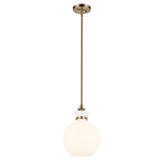Kichler Laria 10.25" 1 Light Pendant, Champagne Bronze/Opal Glass - 52778CPZ