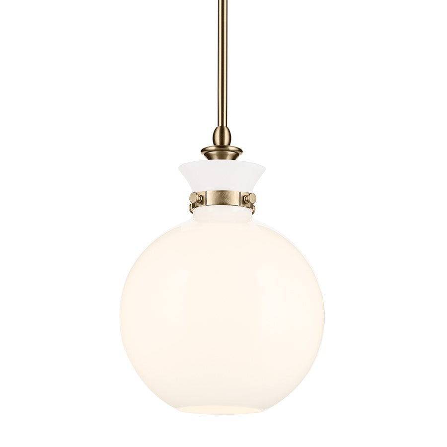 Kichler Laria 10.25" 1 Light Pendant, Champagne Bronze/Opal Glass