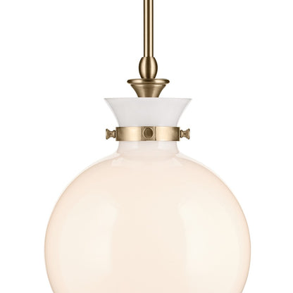 Kichler Laria 10.25" 1 Light Pendant, Champagne Bronze/Opal Glass