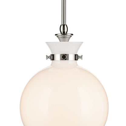 Kichler Laria 10.25" 1 Light Pendant, Polished Nickel/Opal Glass