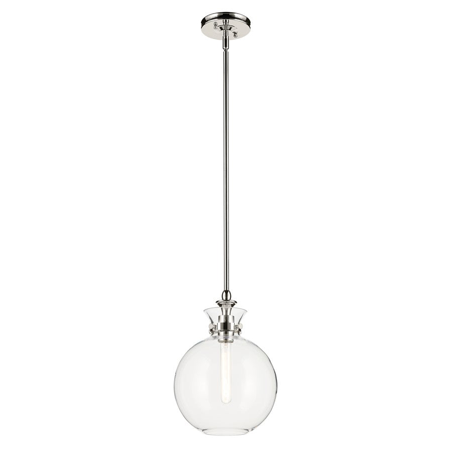 Kichler Laria 10.25" 1 Light Pendant, Polished Nickel/Clear Glass - 52778PNCLR