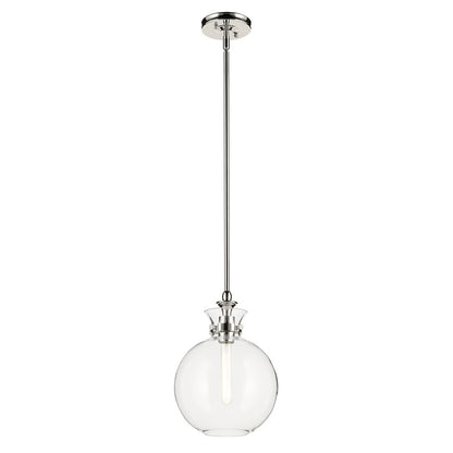 Kichler Laria 10.25" 1 Light Pendant, Polished Nickel/Clear Glass - 52778PNCLR