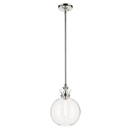 Kichler Laria 10.25" 1 Light Pendant, Polished Nickel/Clear Glass - 52778PNCLR
