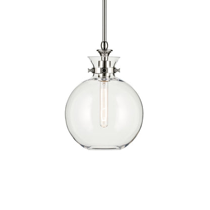 Kichler Laria 10.25" 1 Light Pendant, Polished Nickel/Clear Glass