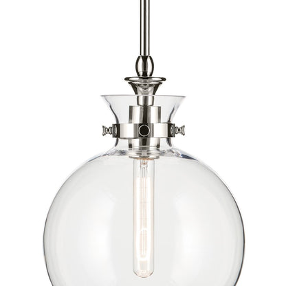 Kichler Laria 10.25" 1 Light Pendant, Polished Nickel/Clear Glass
