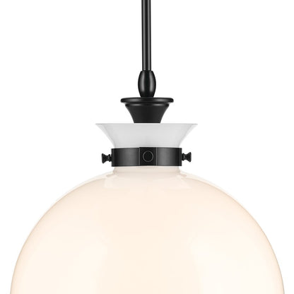 Kichler Laria 15" 1 Light Pendant, Black/Opal Glass