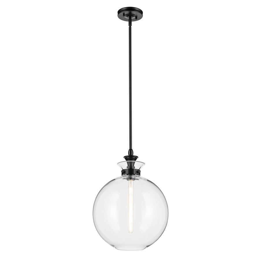 Kichler Laria 15" 1 Light Pendant, Black/Clear Glass - 52779BKCLR