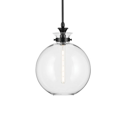 Kichler Laria 15" 1 Light Pendant, Black/Clear Glass