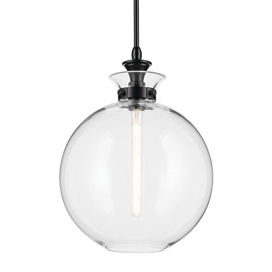 Kichler Laria 15" 1 Light Pendant, Black/Clear Glass