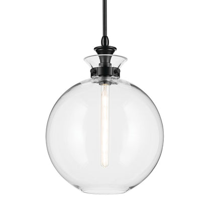 Kichler Laria 15" 1 Light Pendant, Black/Clear Glass