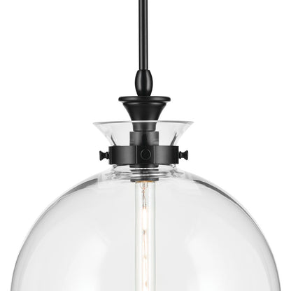 Kichler Laria 15" 1 Light Pendant, Black/Clear Glass