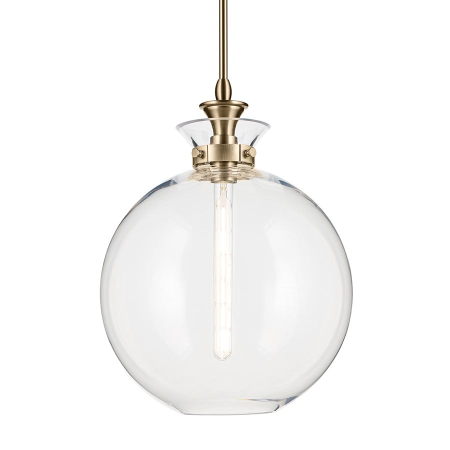 Kichler Laria 15" 1 Light Pendant, Champagne Bronze/Clear Glass