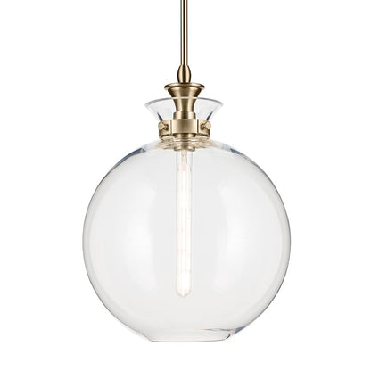 Kichler Laria 15" 1 Light Pendant, Champagne Bronze/Clear Glass