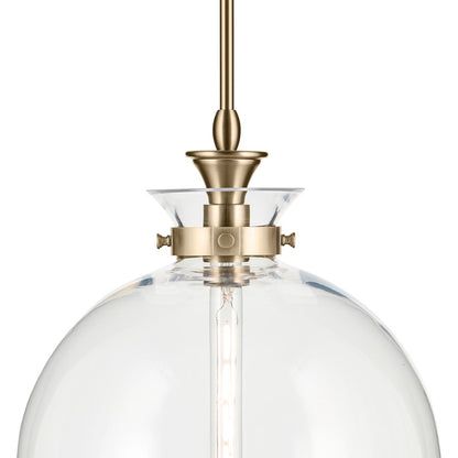 Kichler Laria 15" 1 Light Pendant, Champagne Bronze/Clear Glass