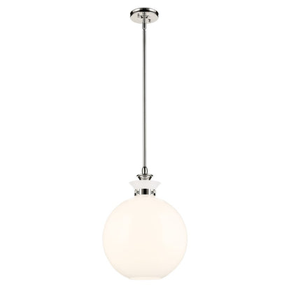 Kichler Laria 15" 1 Light Pendant, Polished Nickel/Opal Glass - 52779PN