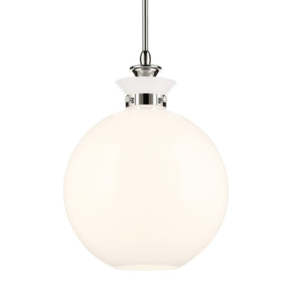 Kichler Laria 15" 1 Light Pendant, Polished Nickel/Opal Glass