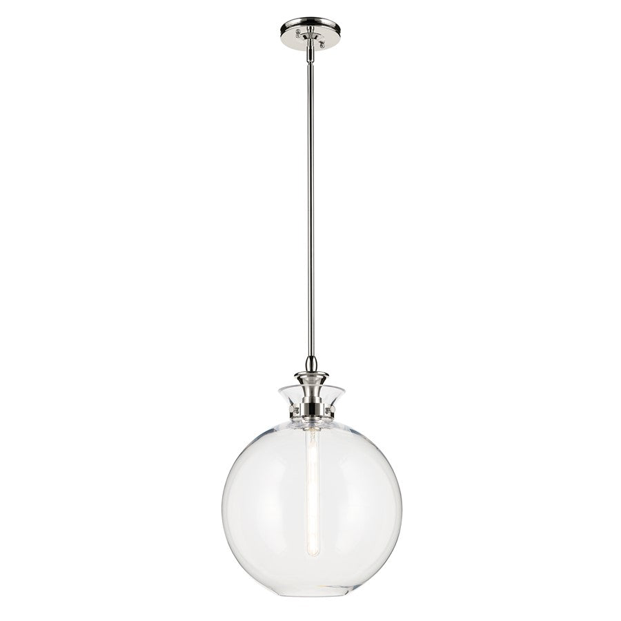 Kichler Laria 15" 1 Light Pendant, Polished Nickel/Clear Glass - 52779PNCLR