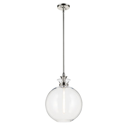 Kichler Laria 15" 1 Light Pendant, Polished Nickel/Clear Glass - 52779PNCLR
