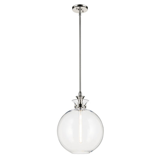 Kichler Laria 15" 1 Light Pendant, Polished Nickel/Clear Glass - 52779PNCLR