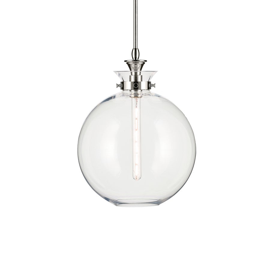 Kichler Laria 15" 1 Light Pendant, Polished Nickel/Clear Glass