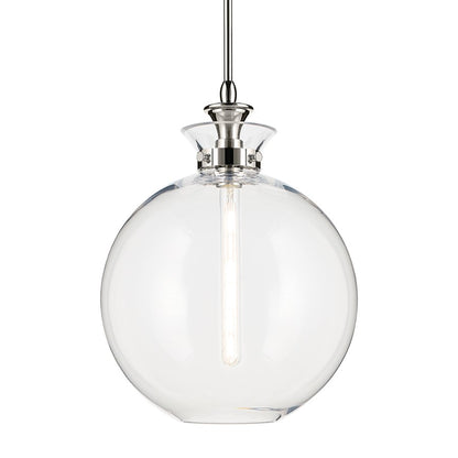 Kichler Laria 15" 1 Light Pendant, Polished Nickel/Clear Glass