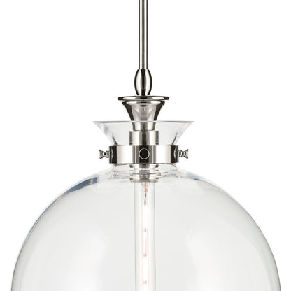 Kichler Laria 15" 1 Light Pendant, Polished Nickel/Clear Glass