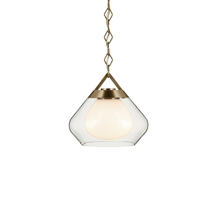 Kichler Nella 12" 1 Light Pendant, Bronze/Clear Outer/Opal Interior