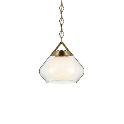 Kichler Nella 12" 1 Light Pendant, Bronze/Clear Outer/Opal Interior