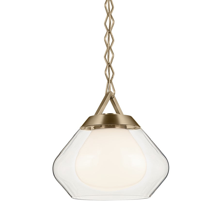 Kichler Nella 12" 1 Light Pendant, Bronze/Clear Outer/Opal Interior