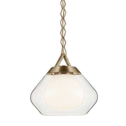 Kichler Nella 12" 1 Light Pendant, Bronze/Clear Outer/Opal Interior