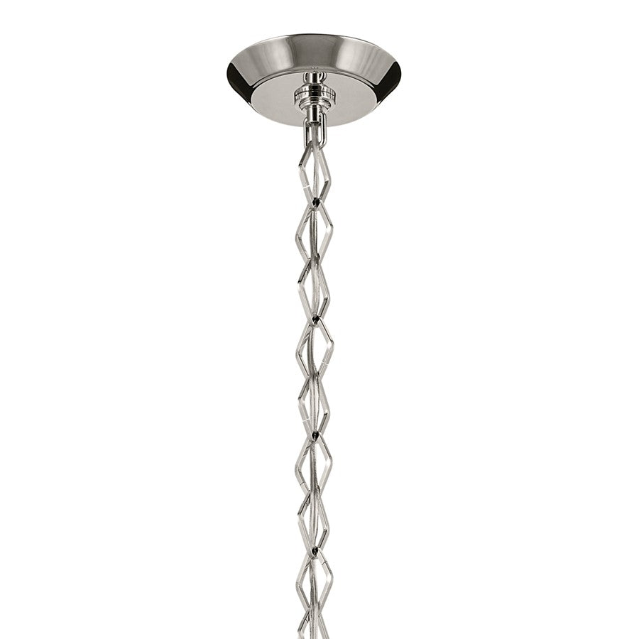 Kichler Nella 12" 1 Light Pendant, Nickel/Clear Outer/Opal Interior
