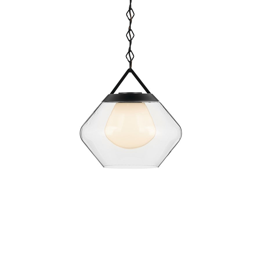 Kichler Nella 16" 1 Light Pendant, Black/Clear Outer/Opal Interior
