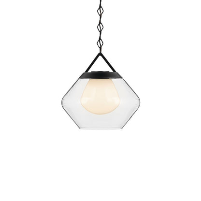 Kichler Nella 16" 1 Light Pendant, Black/Clear Outer/Opal Interior