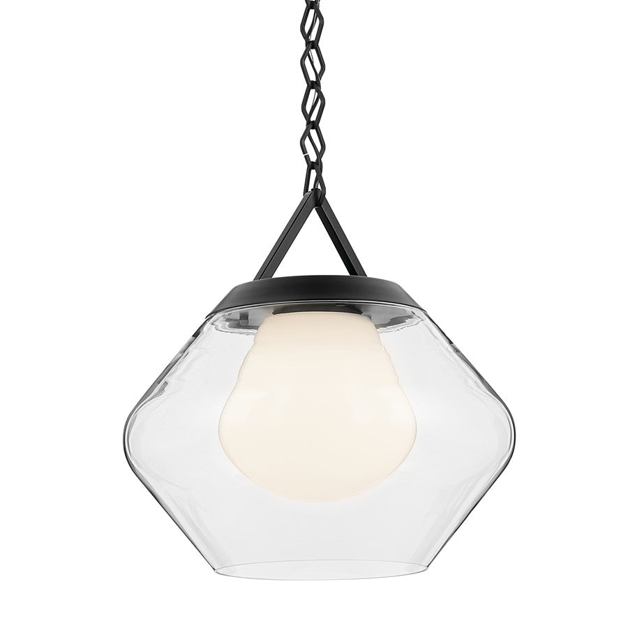 Kichler Nella 16" 1 Light Pendant, Black/Clear Outer/Opal Interior