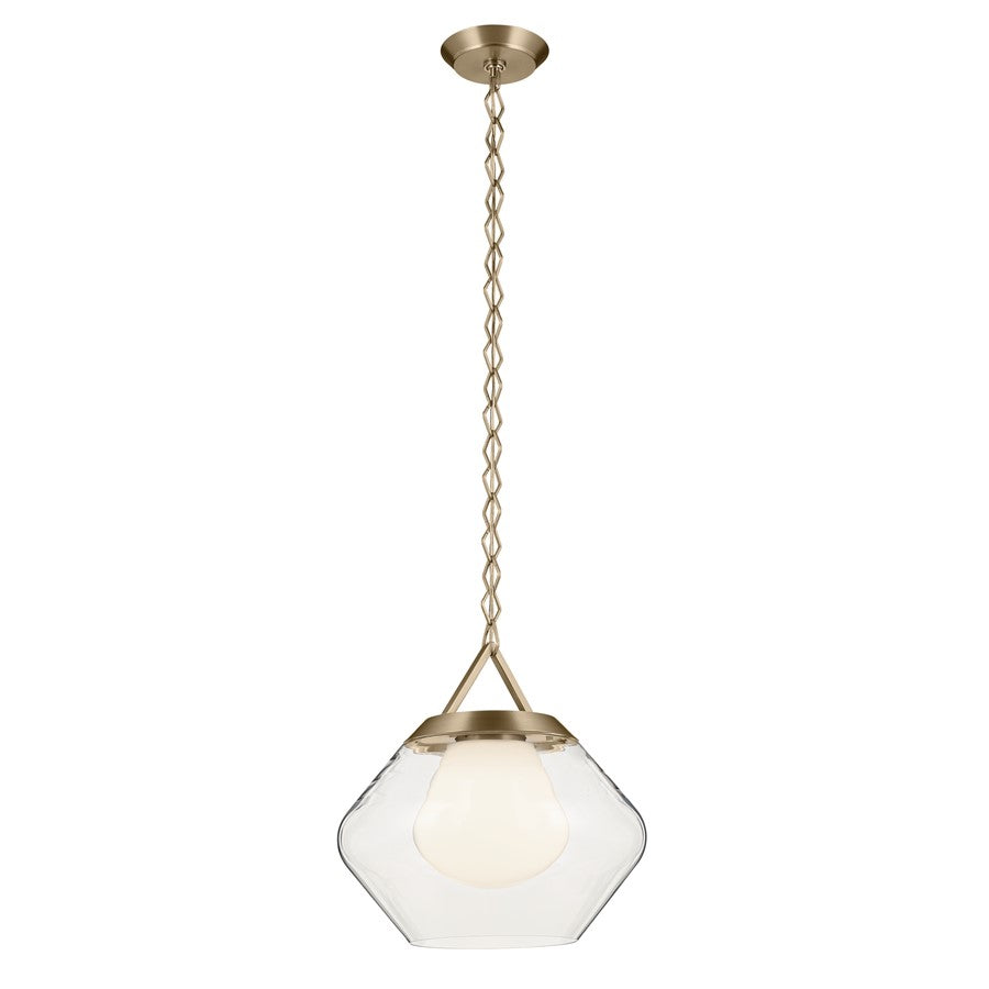 Kichler Nella 16" 1 Light Pendant, Bronze/Clear Outer/Opal Interior - 52783CPZ