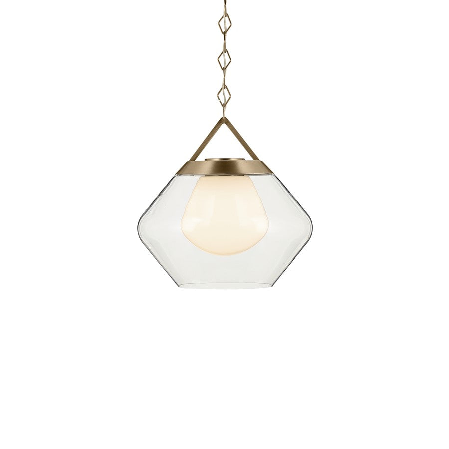 Kichler Nella 16" 1 Light Pendant, Bronze/Clear Outer/Opal Interior
