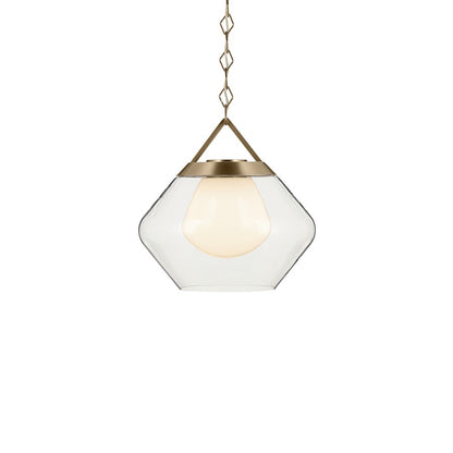 Kichler Nella 16" 1 Light Pendant, Bronze/Clear Outer/Opal Interior