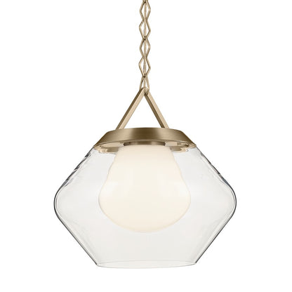 Kichler Nella 16" 1 Light Pendant, Bronze/Clear Outer/Opal Interior