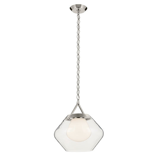 Kichler Nella 16" 1 Light Pendant, Nickel/Clear Outer/Opal Interior - 52783PN