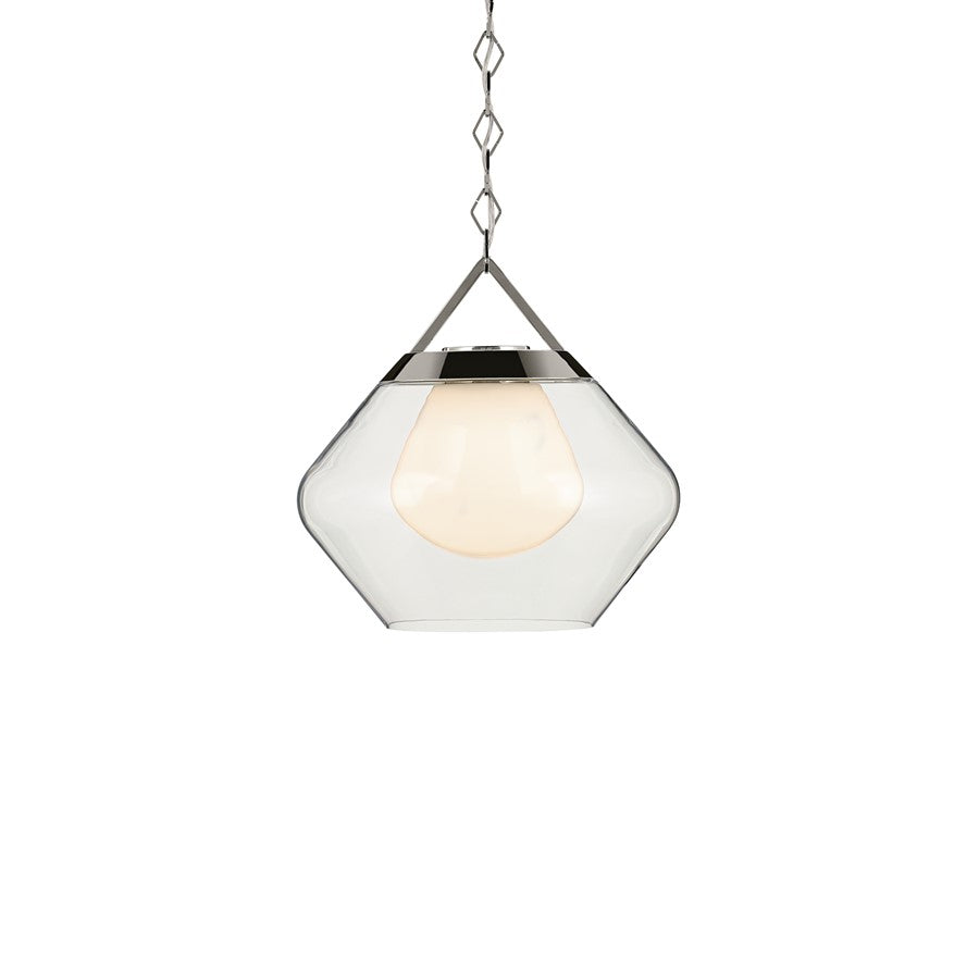 Kichler Nella 16" 1 Light Pendant, Nickel/Clear Outer/Opal Interior
