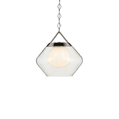 Kichler Nella 16" 1 Light Pendant, Nickel/Clear Outer/Opal Interior