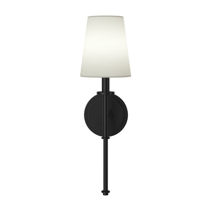 Kichler Kleine 5.75in 1-Light Wall Sconce | Traditional Black and White Linen Shade | Bedroom & Hallway | 5.75 x 14 in | Model 52808BK