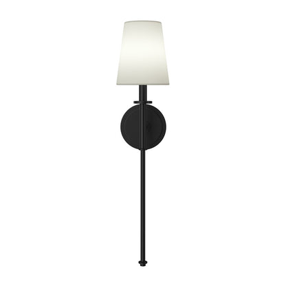 Kichler Kleine 5.75in 1-Light Wall Sconce | Traditional Black and White Linen Shade | Bedroom & Hallway | 5.75 x 14 in | Model 52808BK