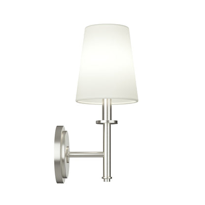 Kichler Kleine 6in 1-Light Wall Sconce | Traditional Brushed Nickel and White Linen | Bedroom & Hallway | 6 x 14 x 8 in | Model 52808NI