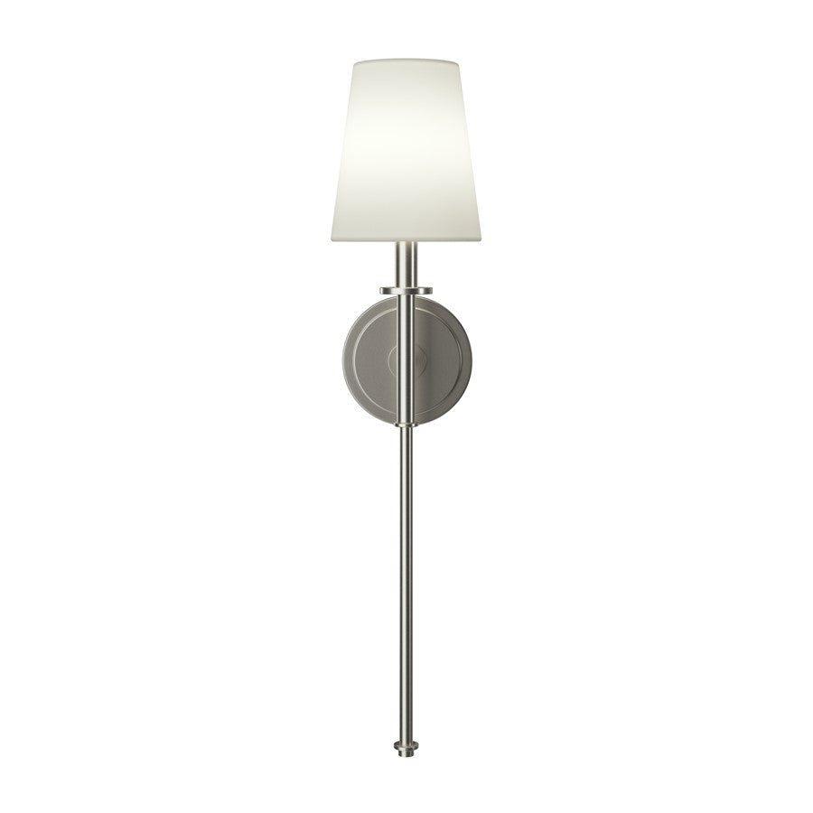 Kichler Kleine 6in 1-Light Wall Sconce | Traditional Brushed Nickel and White Linen | Bedroom & Hallway | 6 x 14 x 8 in | Model 52808NI