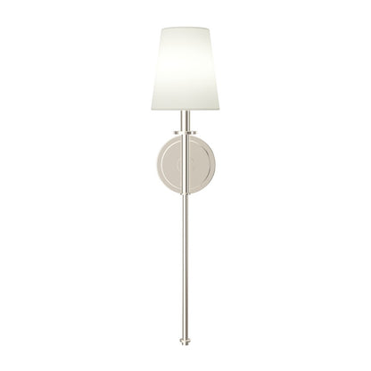 Kichler Kleine 5in 1-Light Wall Sconce | Traditional Polished Nickel and White Linen | Bedroom & Hallway | 5.75 x 14 x 7.5 in | Model 52808PN
