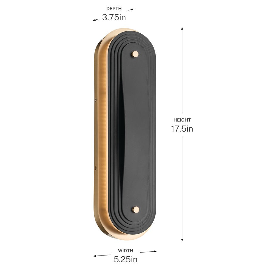 Kichler Tauri 17.5in Medium LED Wall Sconce | Modern Champagne Bronze | Hallway & Bedroom Accent | 17.5 x 5.25 in | Model 52810CPZLED