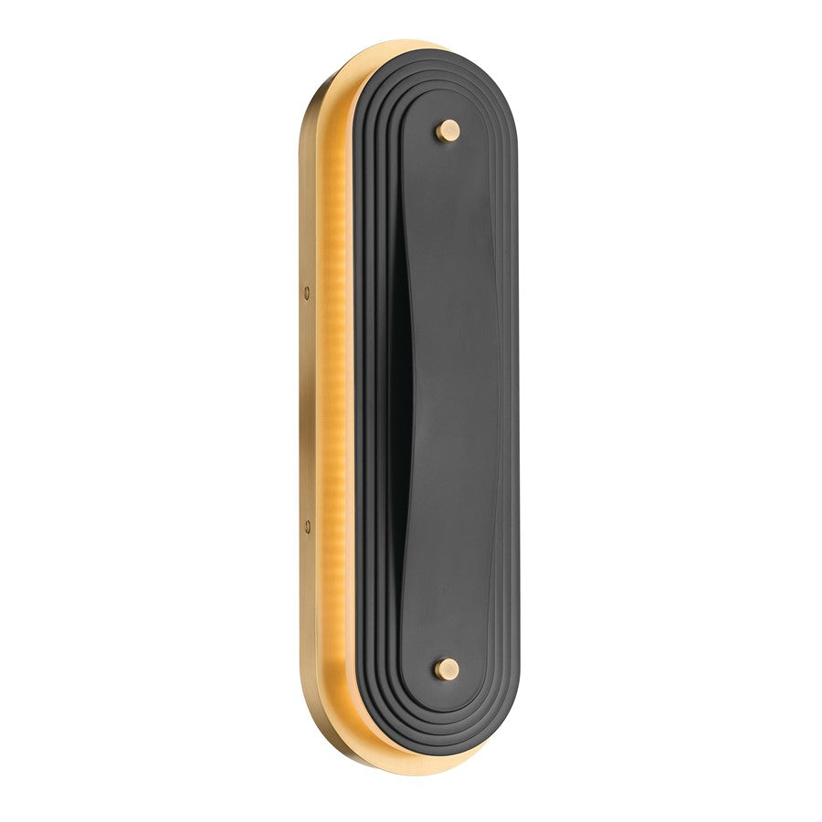 Kichler Tauri 17in 1-Light LED Wall Sconce | Modern Lacquered Brass and Steel | Hallway & Living Room Accent | Model 52810LBRLED